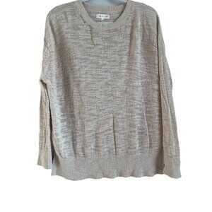 Lou & Grey for LOFT Tan Sheer Long Sleeve Pullover Sweater Top Womens Size Small